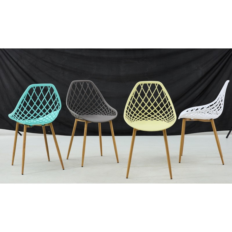 Silla STRAUSS, metal, polipropileno amarillo pastel