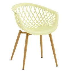 Sillón STRAUSS, metal, polipropileno amarillo pastel
