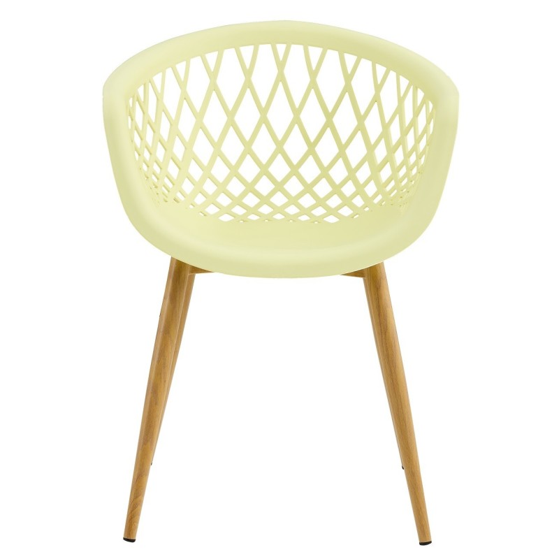 Sillón STRAUSS, metal, polipropileno amarillo pastel