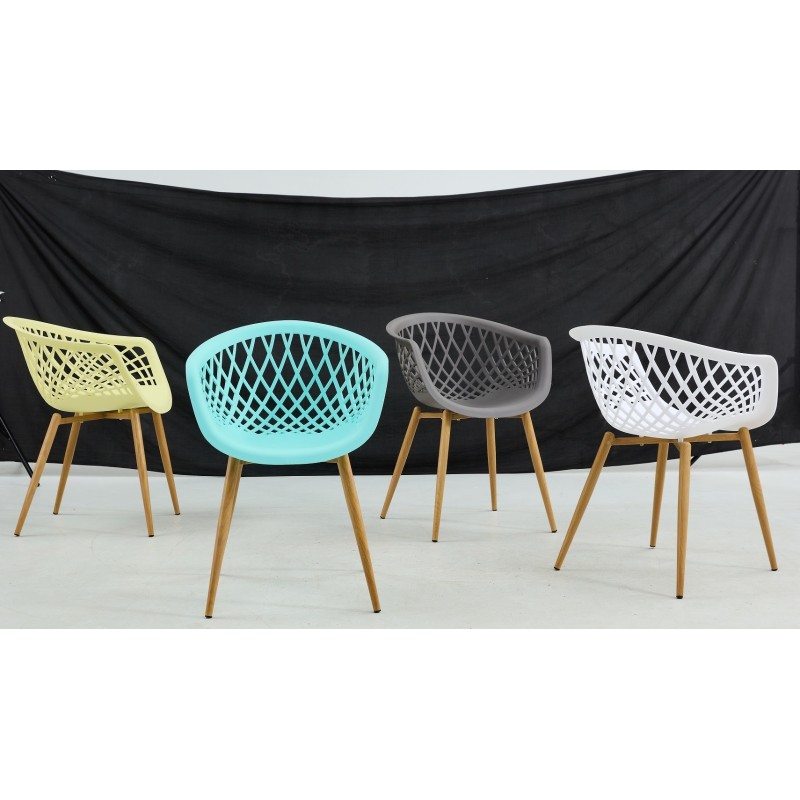 Sillón STRAUSS, metal, polipropileno amarillo pastel