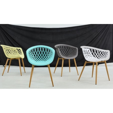 Sillón STRAUSS, metal, polipropileno amarillo pastel