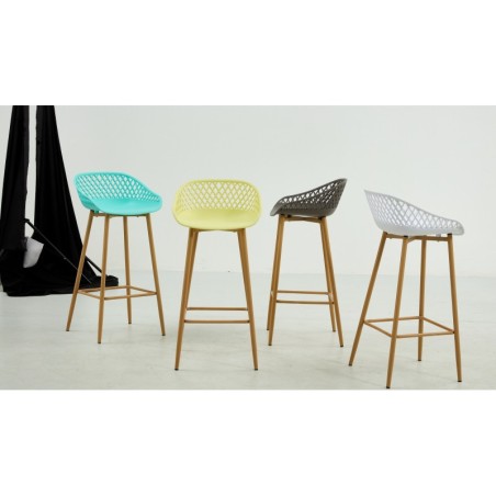 Taburete STRAUSS, metal, polipropileno verde pastel