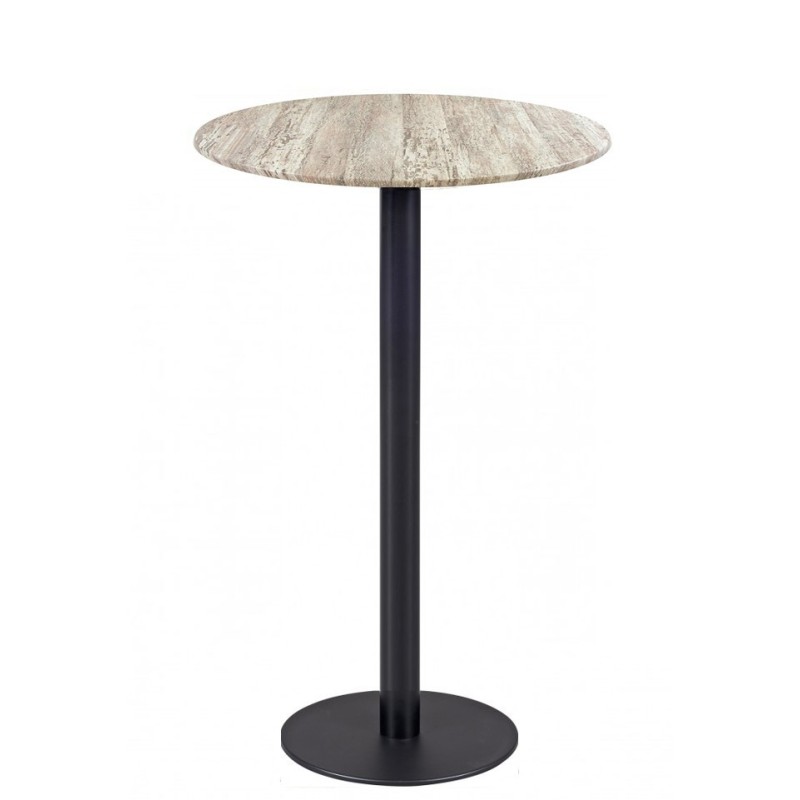 Mesa alta BOMBAY, negra, base de 110 cms y tapa de 70 cms. Color a elegir.