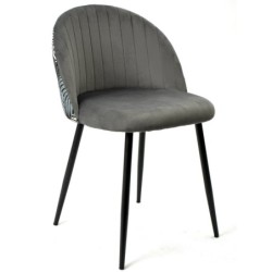 Silla FLORAL, metal, tapizado velvet gris con trasera floral a juego 2