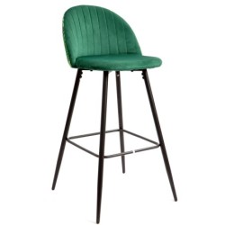 Taburete FLORAL, metal, tapizado velvet verde con trasera floral a juego 2