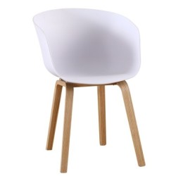 Sillón AWAK, madera curvada, polipropileno blanco