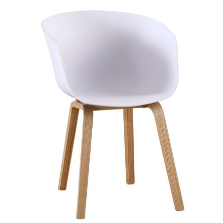 Sillón AWAK, madera curvada, polipropileno blanco