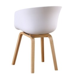 Sillón AWAK, madera curvada, polipropileno blanco 2