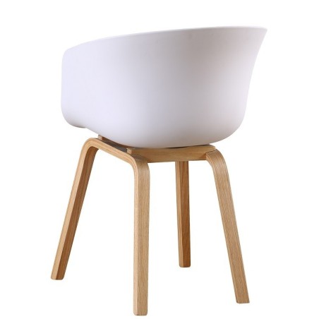 Sillón AWAK, madera curvada, polipropileno blanco