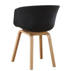 Sillón AWAK, madera curvada, polipropileno negro 2