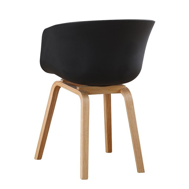 Sillón AWAK, madera curvada, polipropileno negro