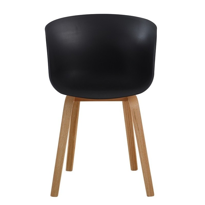 Sillón AWAK, madera curvada, polipropileno negro
