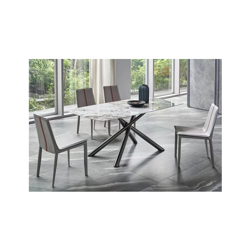 Mesa JAZZ, metal negro, tapa de cristal templado, 160x90 cms