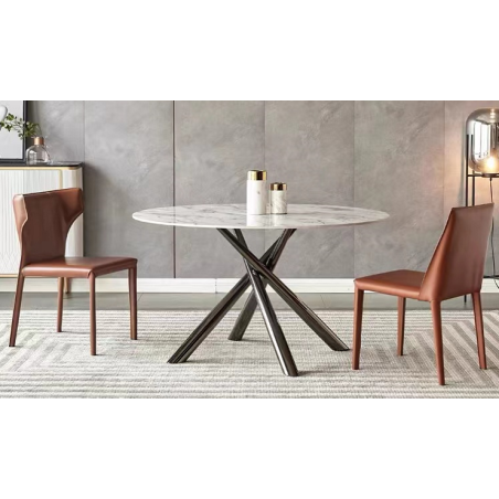 Mesa SAHARA, metal negro, tapa de cristal templado, 120 cms de diámetro