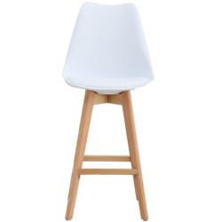 Taburete TORRE (SU), madera, blanco, cojín blanco 2
