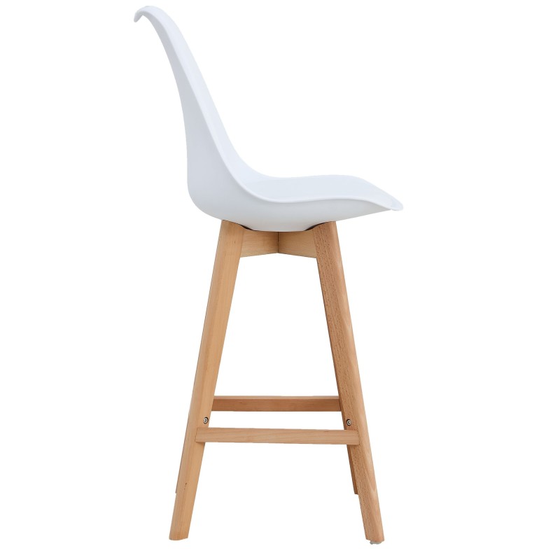 Taburete TORRE (SU), madera, blanco, cojín blanco