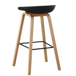 Taburete AWAK (TO), madera curvada, asiento polipropileno negro 2