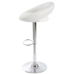 Taburete LUXUS NEW (M), cromado, similpiel blanca 2