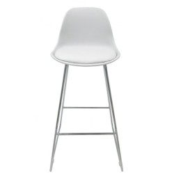 Taburete TOW FIBB, cromado, carcasa y tapizado blanco 2