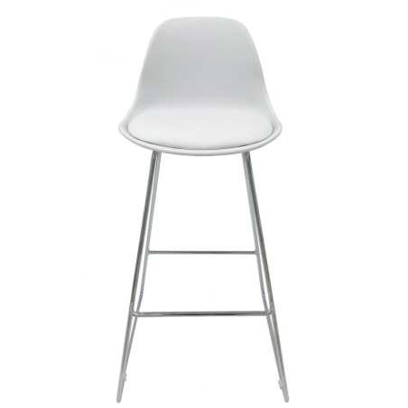 Taburete TOW FIBB, cromado, carcasa y tapizado blanco