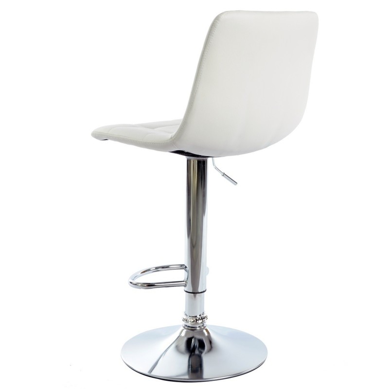 Taburete DESEO NEW (M), cromado, similpiel blanca