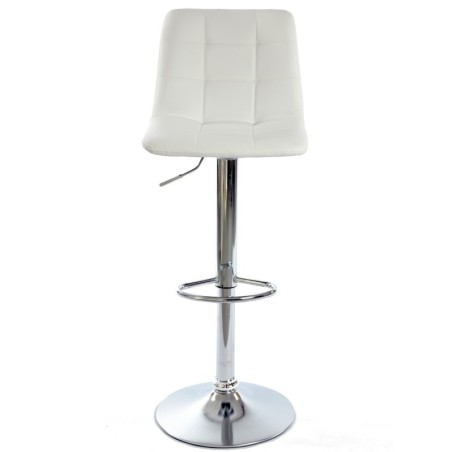 Taburete DESEO NEW (M), cromado, similpiel blanca