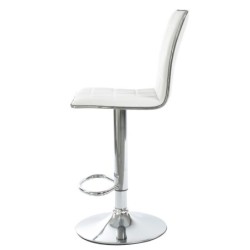 Taburete CUBUS ( M ), cromado, similpiel blanca 2
