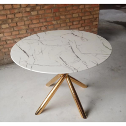 Mesa SAHARA, metal dorado, tapa de cristal templado, 120 cms de diámetro 2