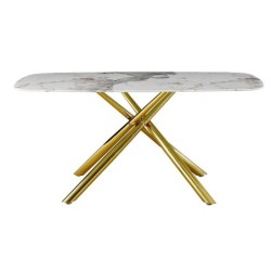 Mesa JAZZ, metal dorado, tapa de cristal templado, 160x90 cms 2