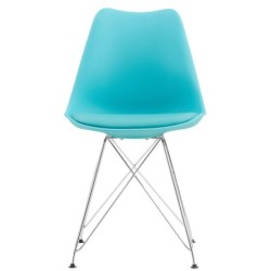 Silla BELLA (SU), cromada, carcasa y cojín turquesa 2