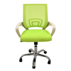Sillón de oficina FISS NEW, blanco, gas, basculante, malla y tejido verde 2