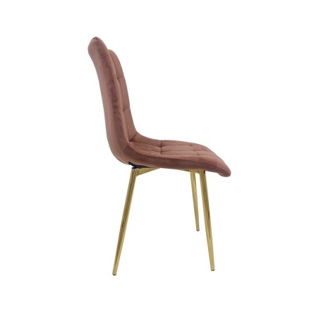 Silla SHAYLA, metal, dorado, tejido velvet rosa coral