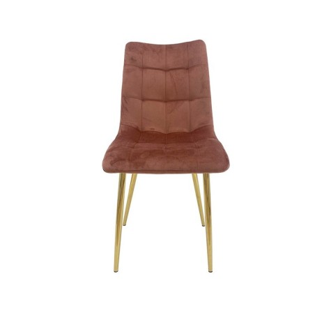 Silla SHAYLA, metal, dorado, tejido velvet rosa coral