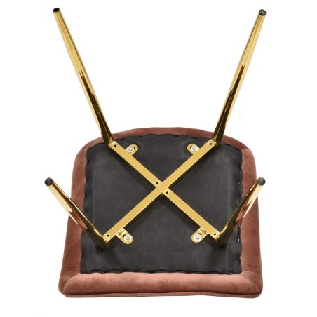 Silla SHAYLA, metal, dorado, tejido velvet rosa coral