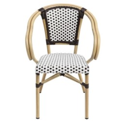Sillón PARIS, apilable, aluminio, ratán blanco y marrón 2
