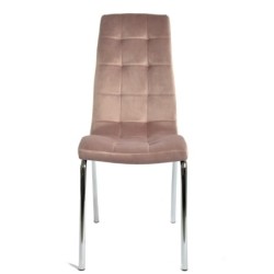 Silla AROA, cromada, tapizada velvet rosa 2