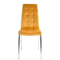 Silla AROA, cromada, tapizada velvet amarillo 2