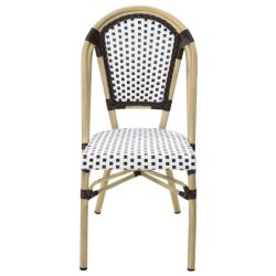 Silla PARIS, apilable, aluminio, ratán blanco y marrón 2