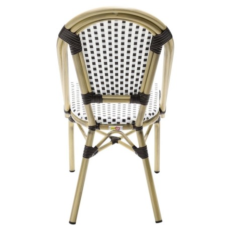 Silla PARIS, apilable, aluminio, ratán blanco y marrón