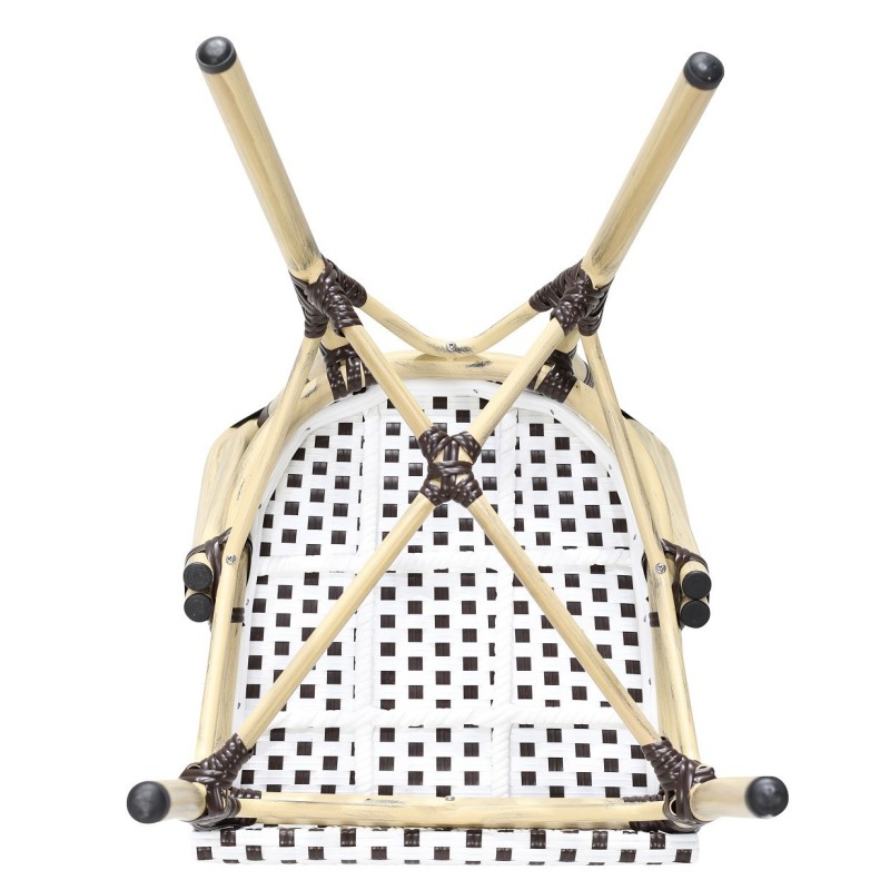 Silla PARIS, apilable, aluminio, ratán blanco y marrón