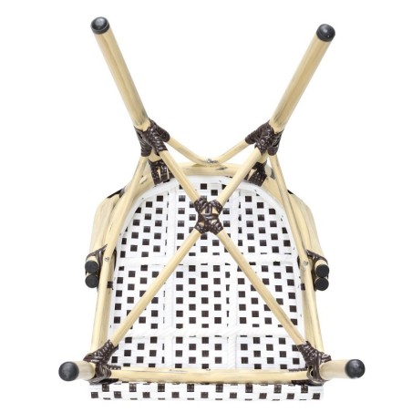 Silla PARIS, apilable, aluminio, ratán blanco y marrón