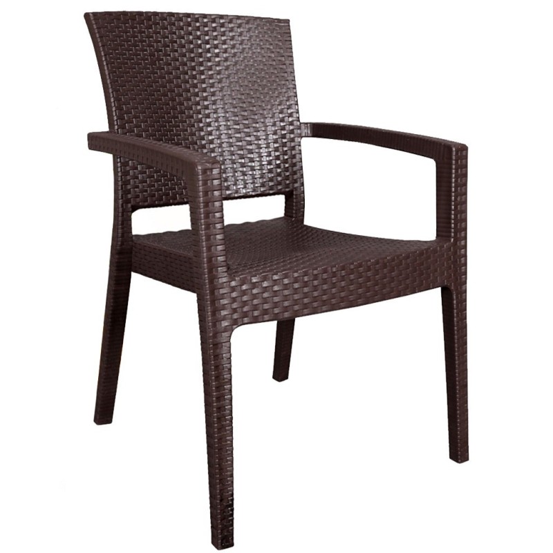 Sillón LIDO, apilable, polipropileno marrón chocolate