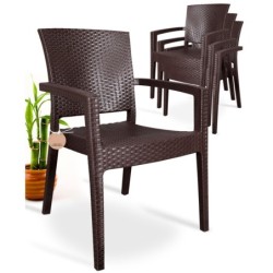 Sillón LIDO, apilable, polipropileno marrón chocolate 2