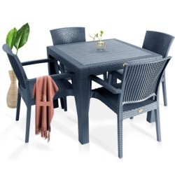 Sillón LIDO, apilable, polipropileno gris oscuro 2