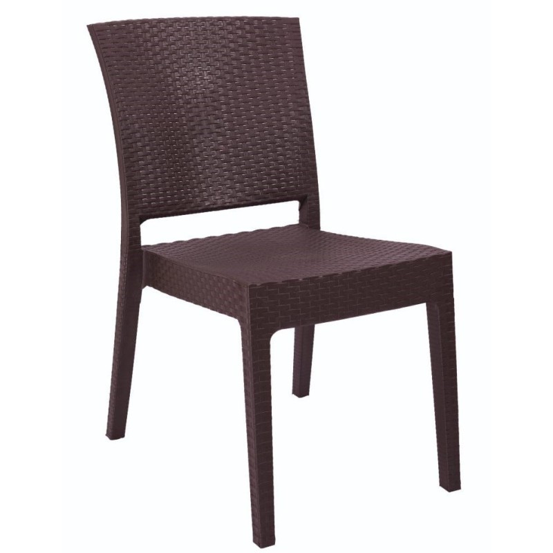 Silla LIDO, apilable, polipropileno marrón chocolate