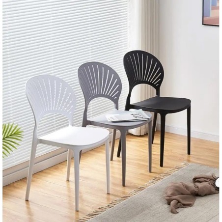 Silla ABANICO, apilable, polipropileno blanco