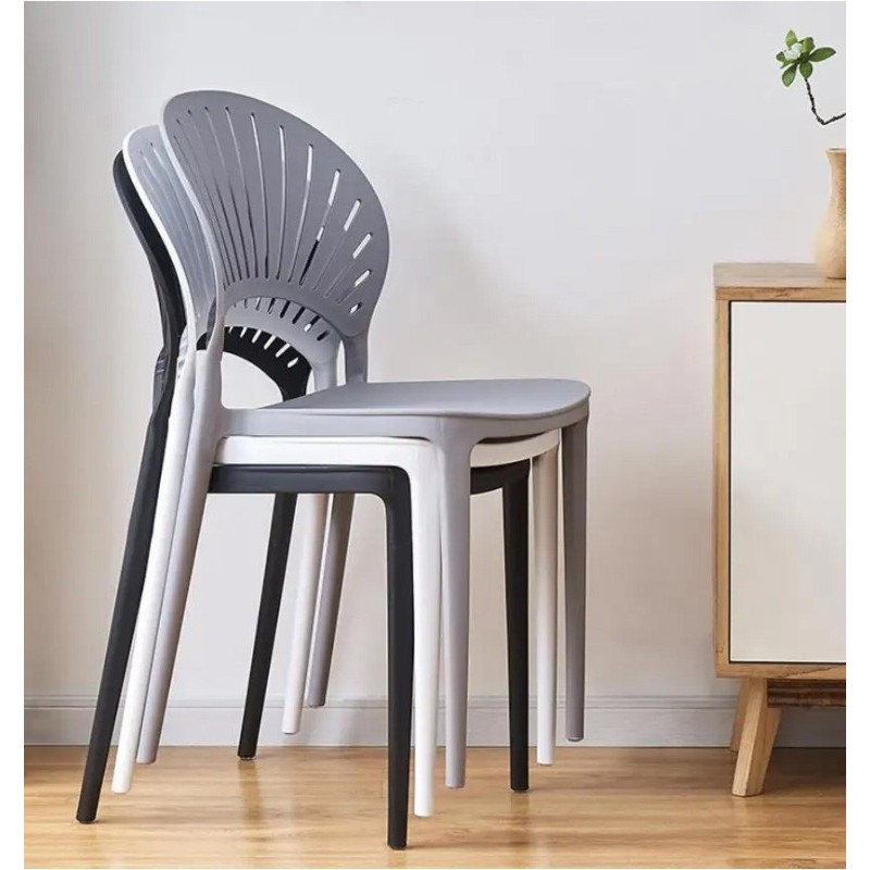 Silla ABANICO, apilable, polipropileno blanco
