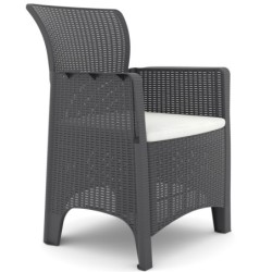 Sillón ILEÓN, polipropileno antracita, cojín beige