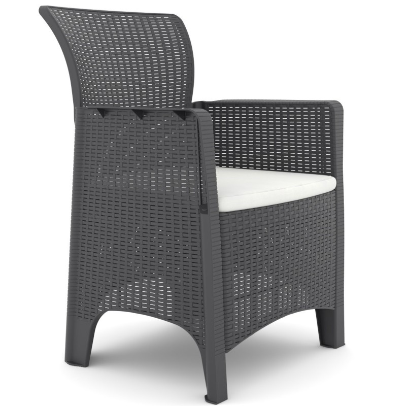 Sillón ILEÓN, polipropileno antracita, cojín beige