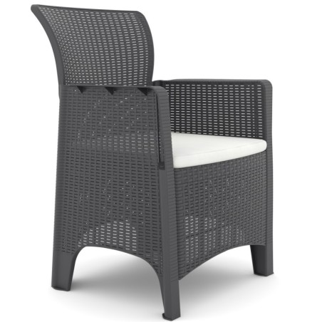 Sillón ILEÓN, polipropileno antracita, cojín beige